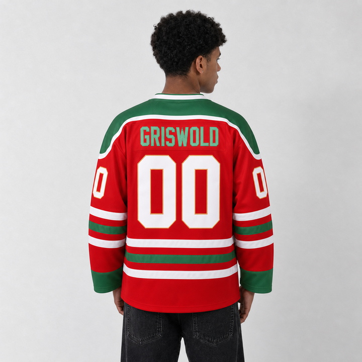 Griswold Christmas Moose Red Hockey Jersey – Custom Name and Number