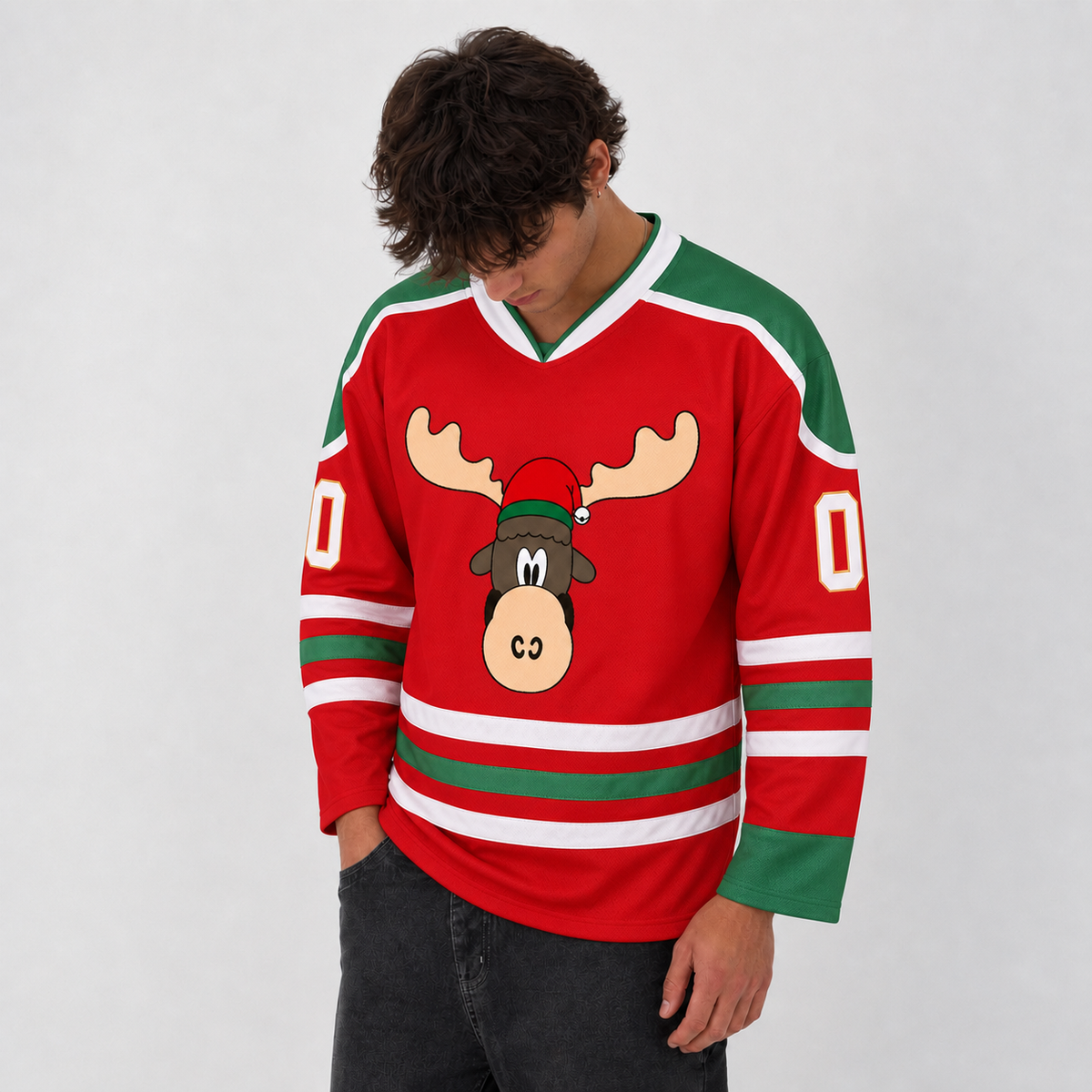 Griswold Christmas Moose Red Hockey Jersey – Custom Name and Number