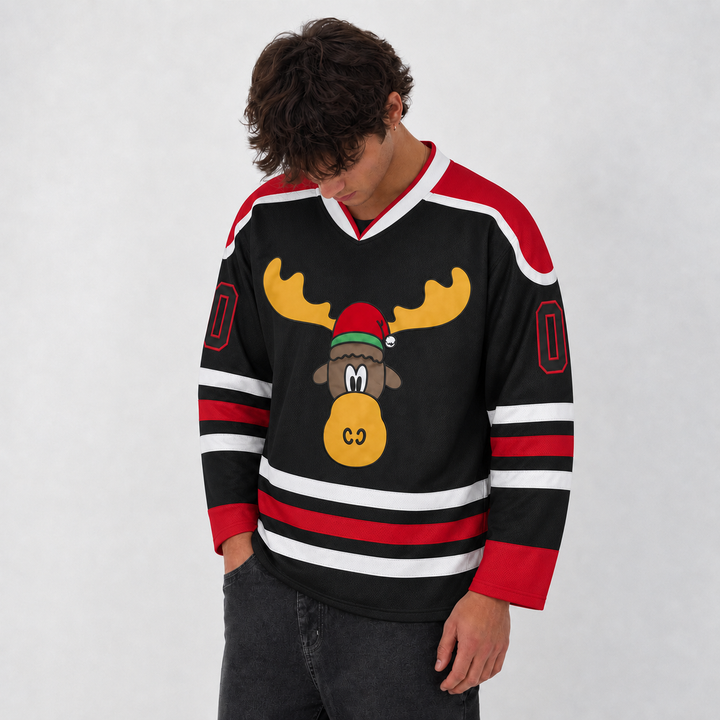Griswold Christmas Moose Black Hockey Jersey – Custom Name and Number
