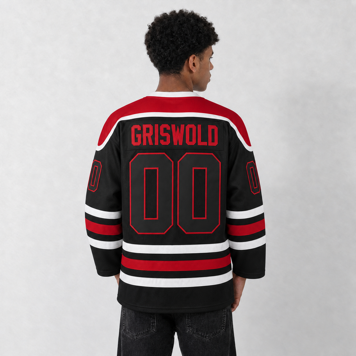 Griswold Christmas Moose Black Hockey Jersey – Custom Name and Number