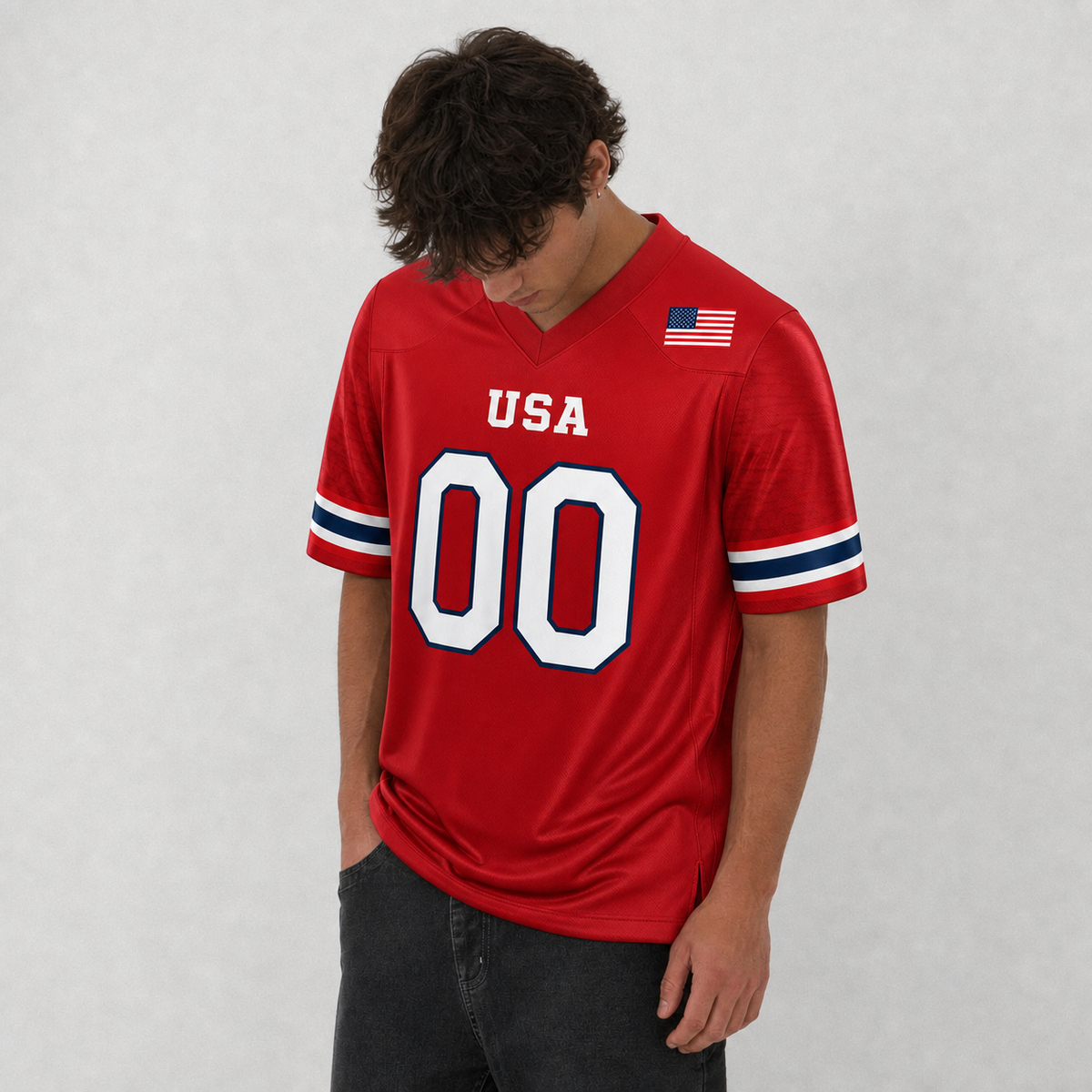 USA Red Football Jersey – Custom Name and Number