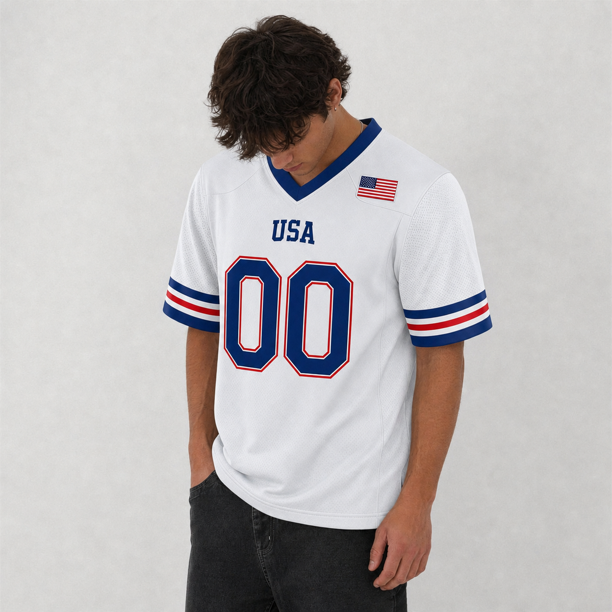 USA White Football Jersey – Custom Name and Number