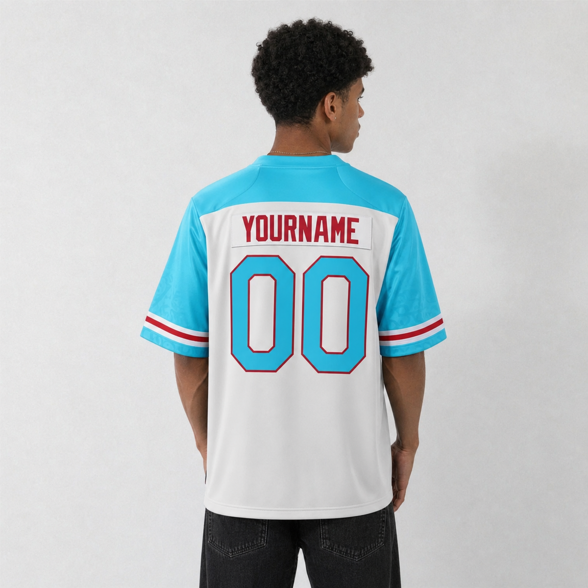 Puerto Rico White and Sky Blue Football Jersey – Custom Name and Number