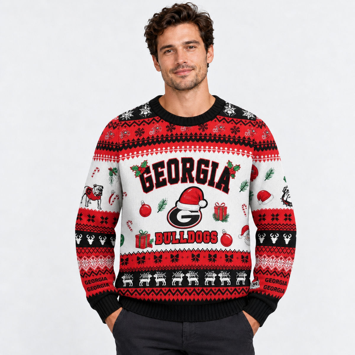 Georgia Bulldogs Christmas Ugly Sweater NCAA Football Holiday Sweatshirt