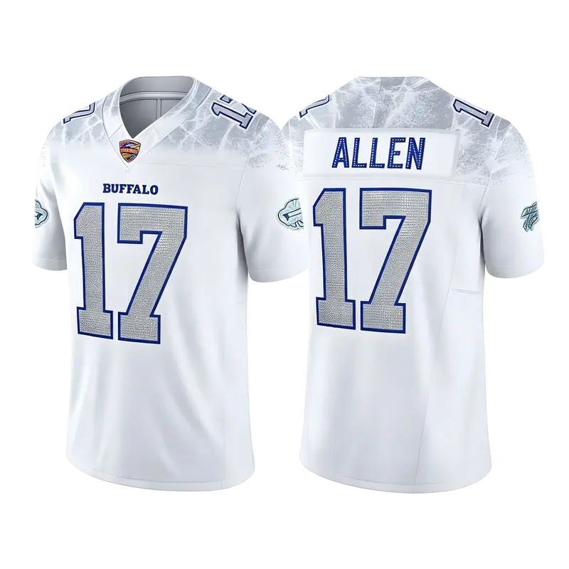 BUF White Football Jersey Allen Number 17 Custom Name and Number