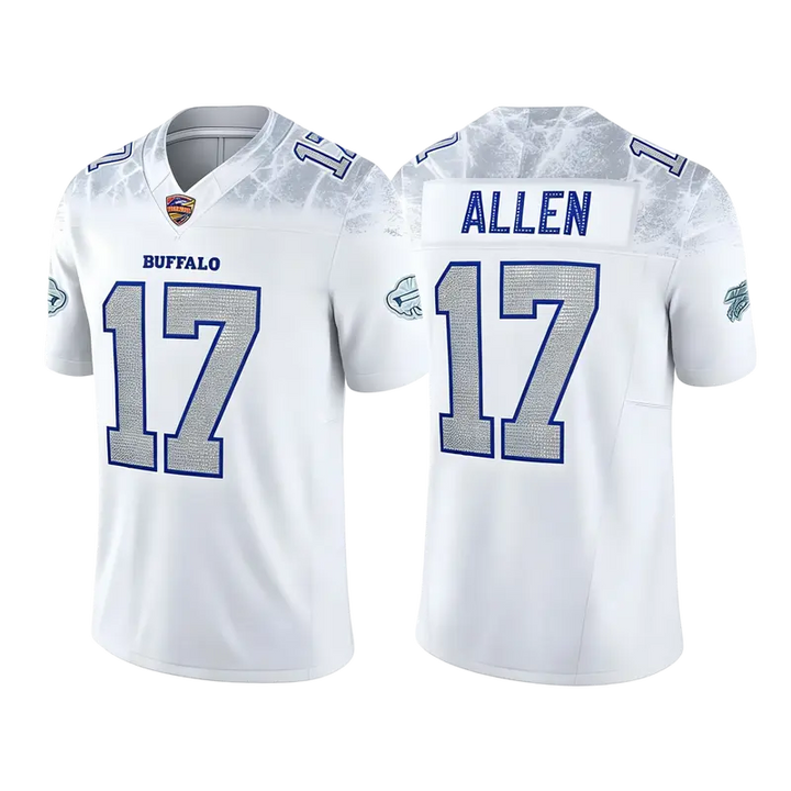 BUF White Football Jersey Allen Number 17 Custom Name and Number