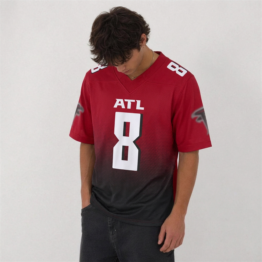 ATL Red Black Football Jersey Number 8 Custom Name and Number
