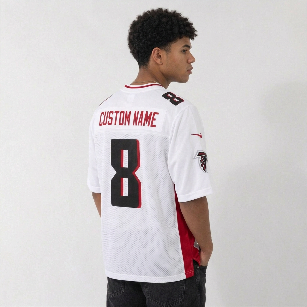 ATL White Football Jersey Number 8 Custom Name and Number