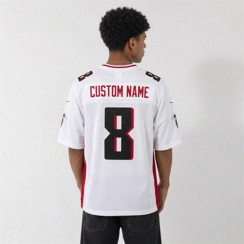 ATL White Football Jersey Number 8 Custom Name and Number