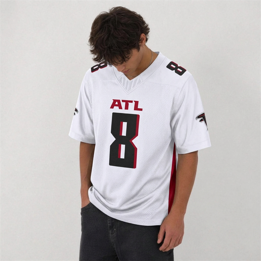 ATL White Football Jersey Number 8 Custom Name and Number
