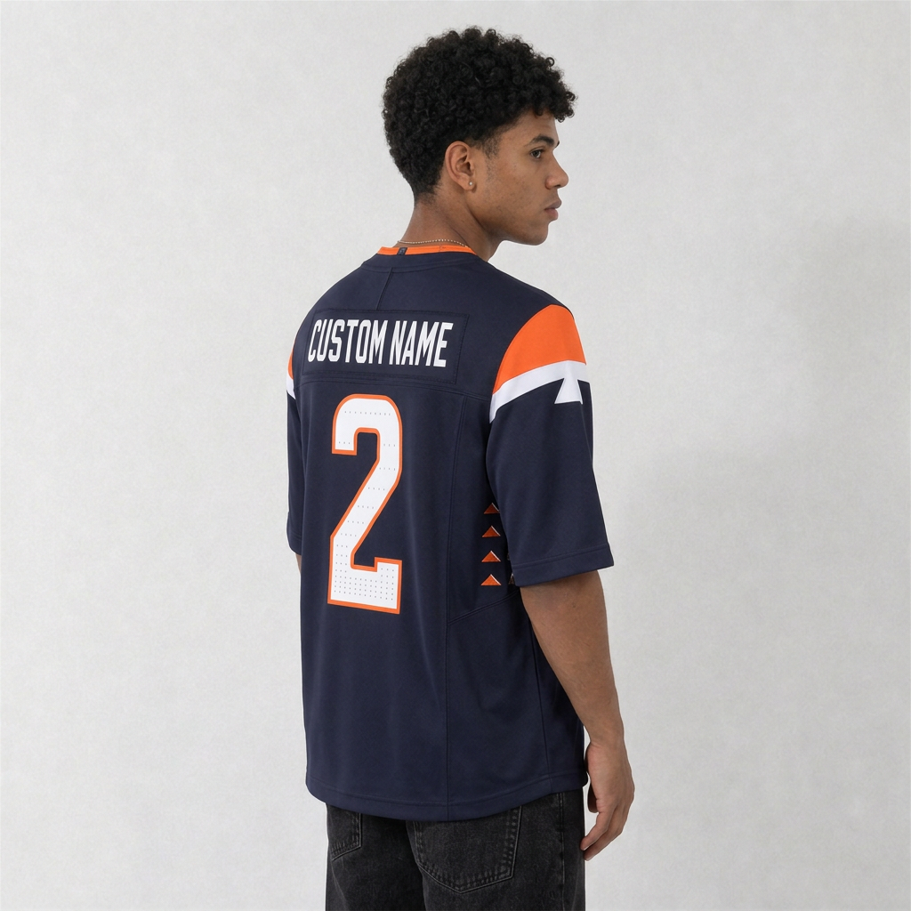 DEN Navy Football Jersey Number 2 Custom Name and Number
