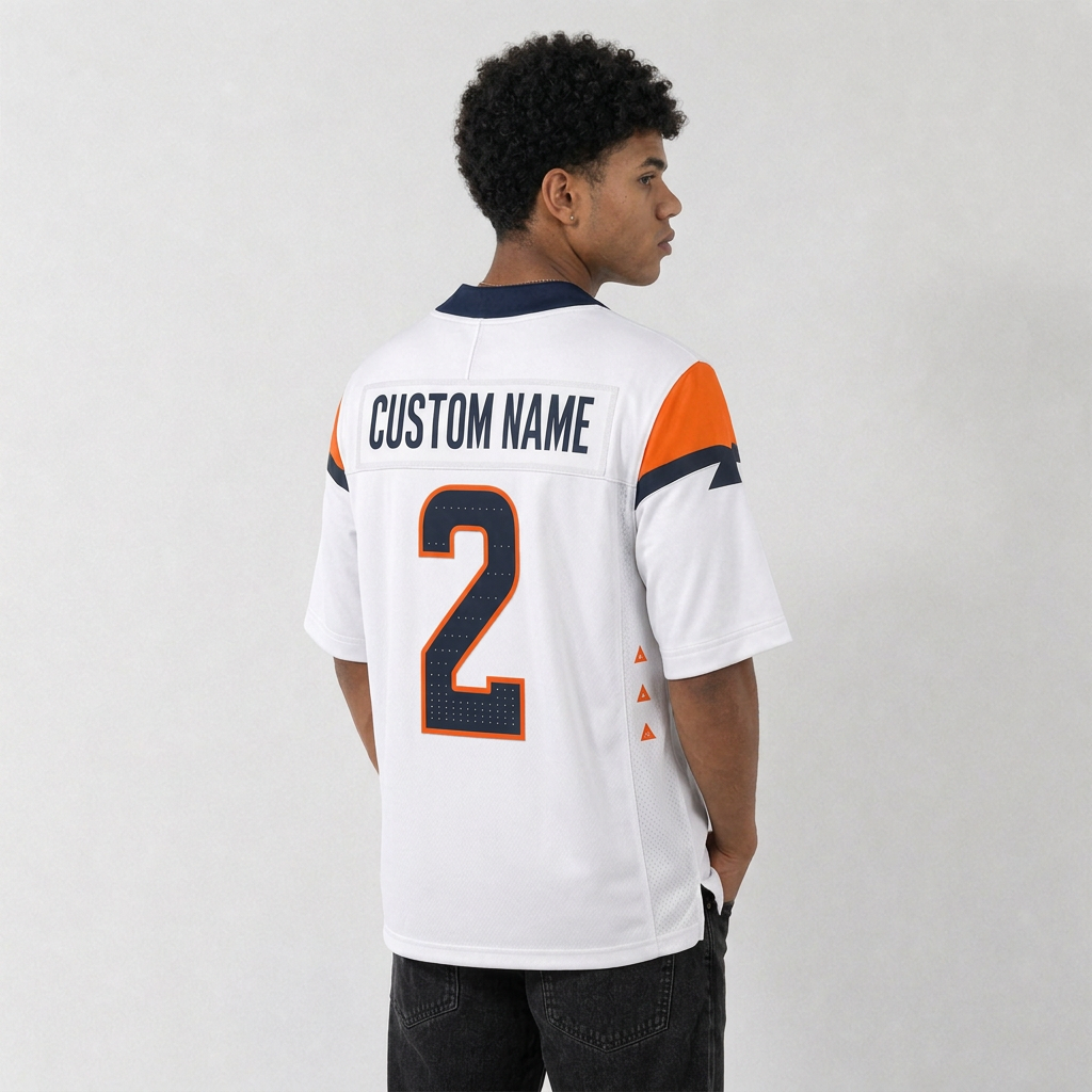 DEN White Football Jersey Number 2 Custom Name and Number