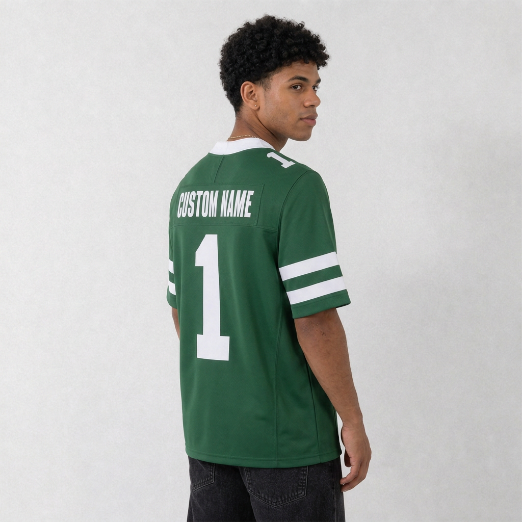 NYJ Green Football Jersey Number 1 Custom Name and Number