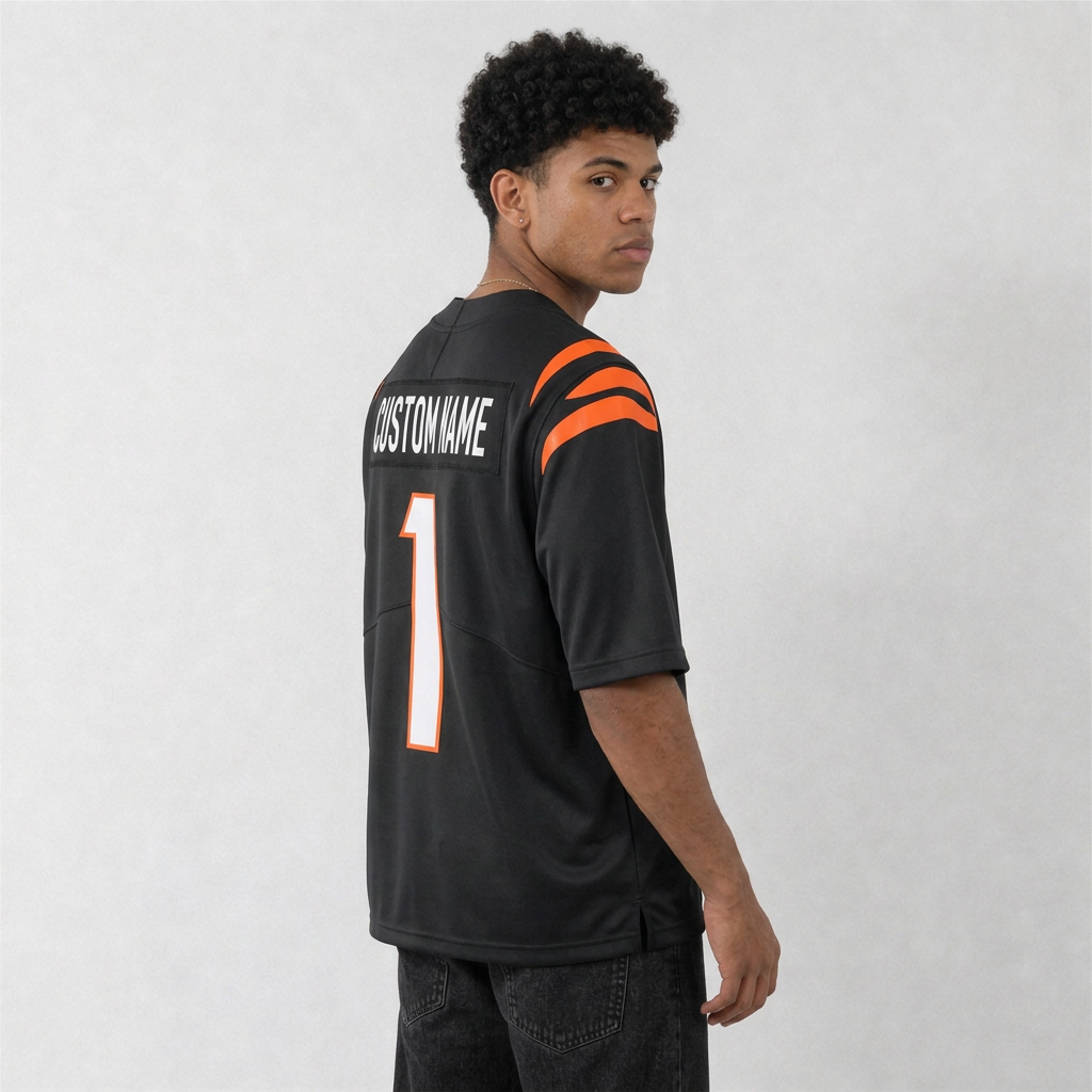 CIN Black Football Jersey Number 1 Custom Name and Number