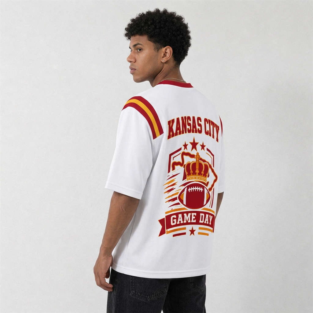 KC White Football Jersey Kansas City Game Day Graphic Shirt