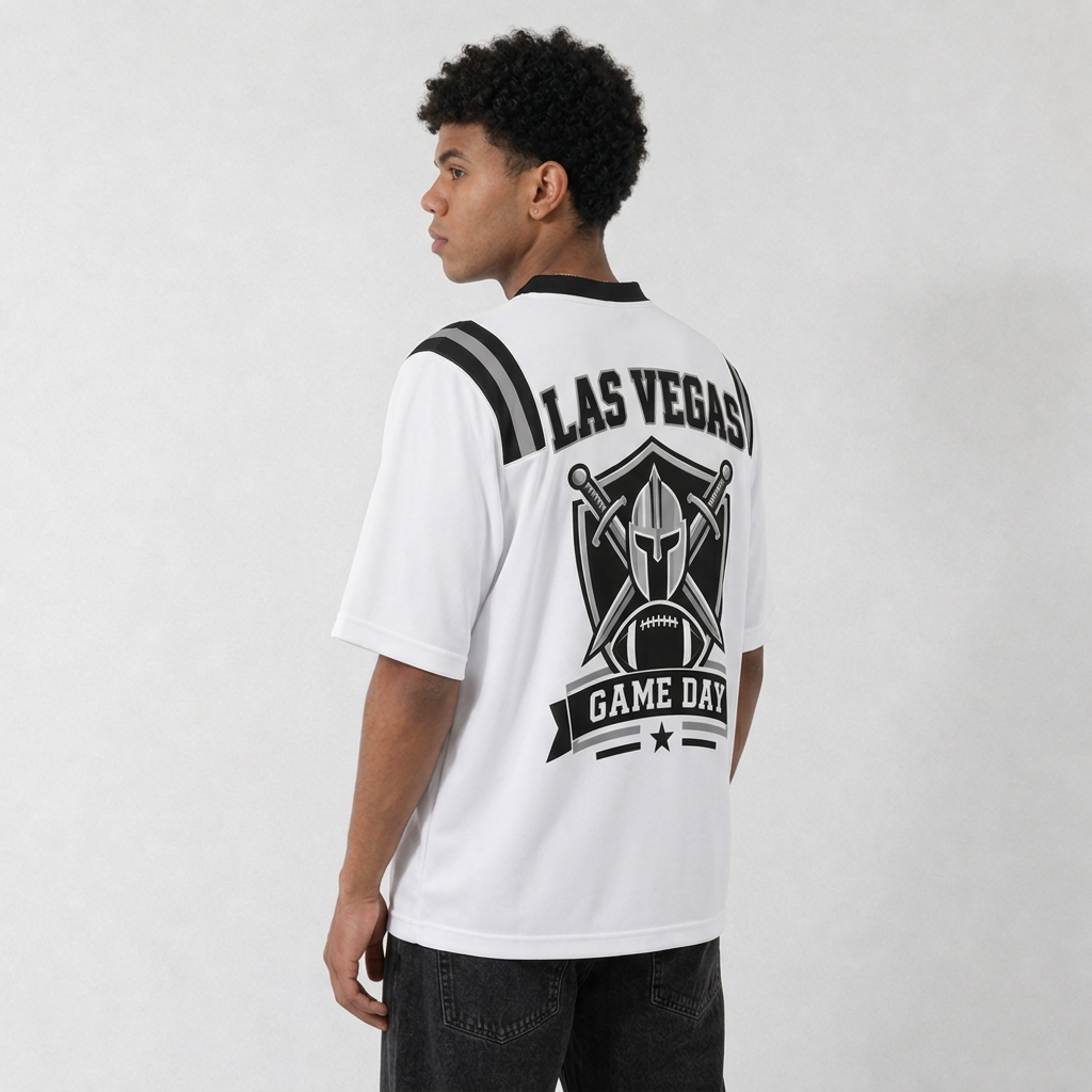 LV White Football Jersey Game Day Graphic Shirt