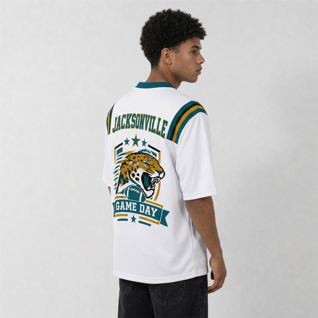 JAX White Football Jersey Jacksonville Game Day Graphic Shirt