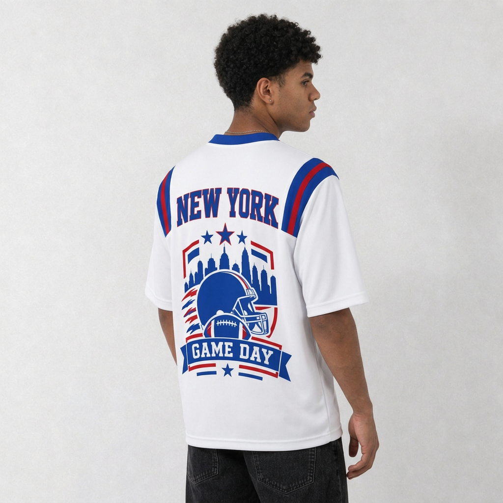 NYG White Football Jersey New York Game Day Graphic Shirt