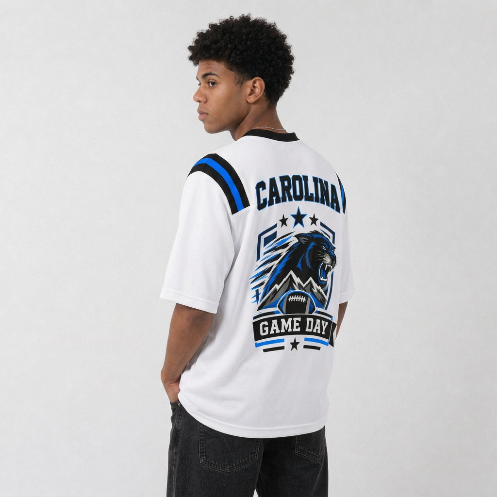 CAR White Football Jersey Carolina Game Day Graphic Shirt