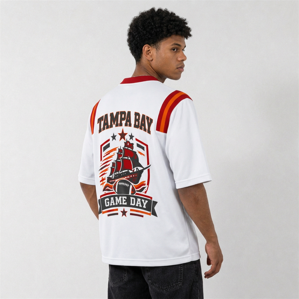 TB White Football Jersey Tampa Bay Game Day Graphic Shirt