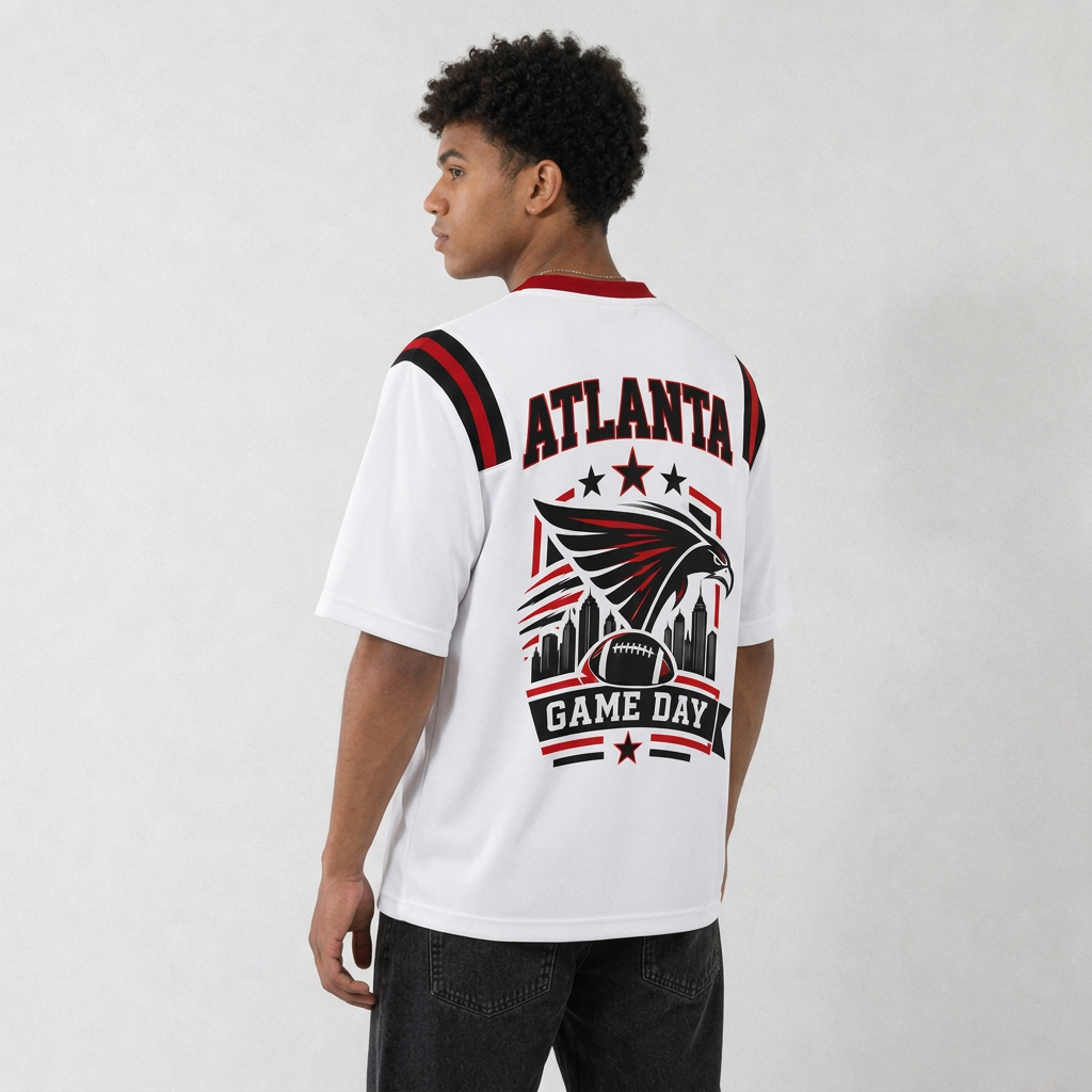 ATL White Football Jersey Game Day Graphic Shirt