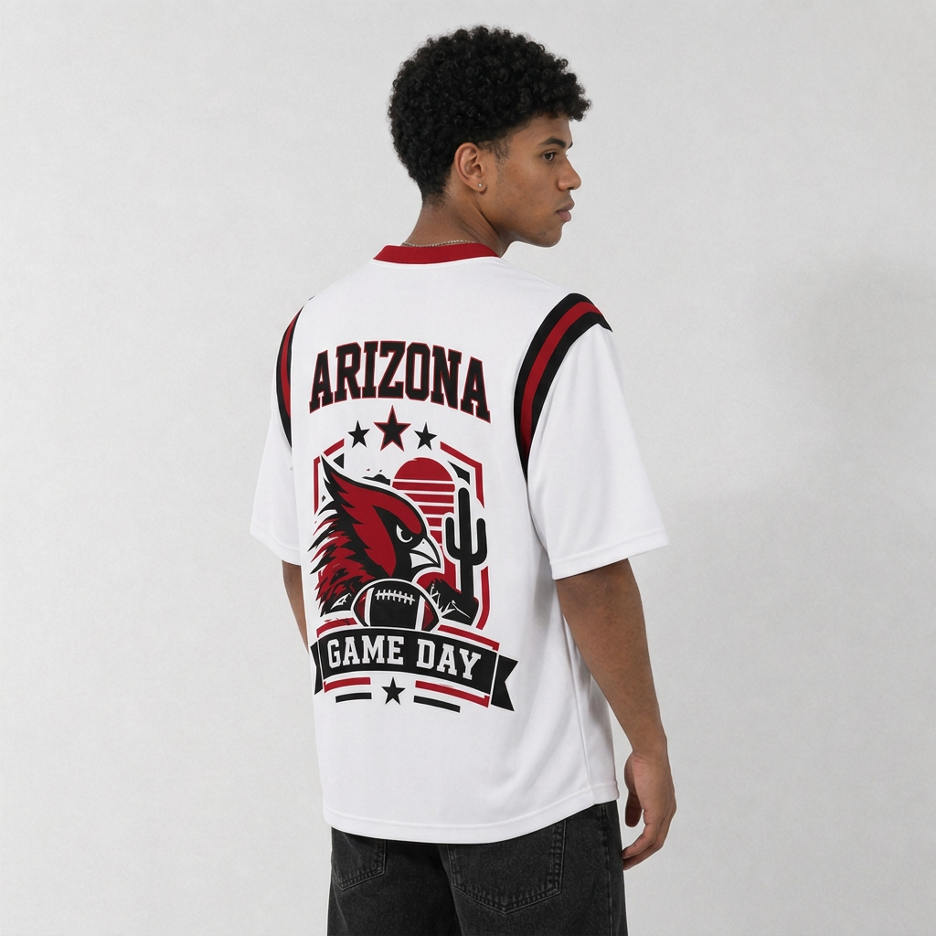 ARI White Football Jersey Arizona Game Day Graphic Shirt