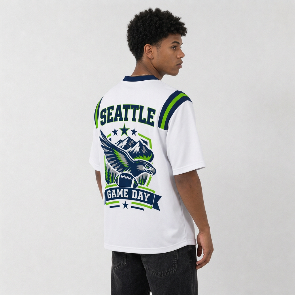 SEA White Football Jersey Seattle Game Day Graphic Shirt