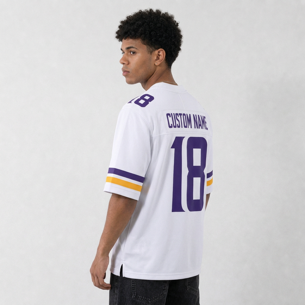 MIN White Football Jersey Number 18 Custom Name and Number