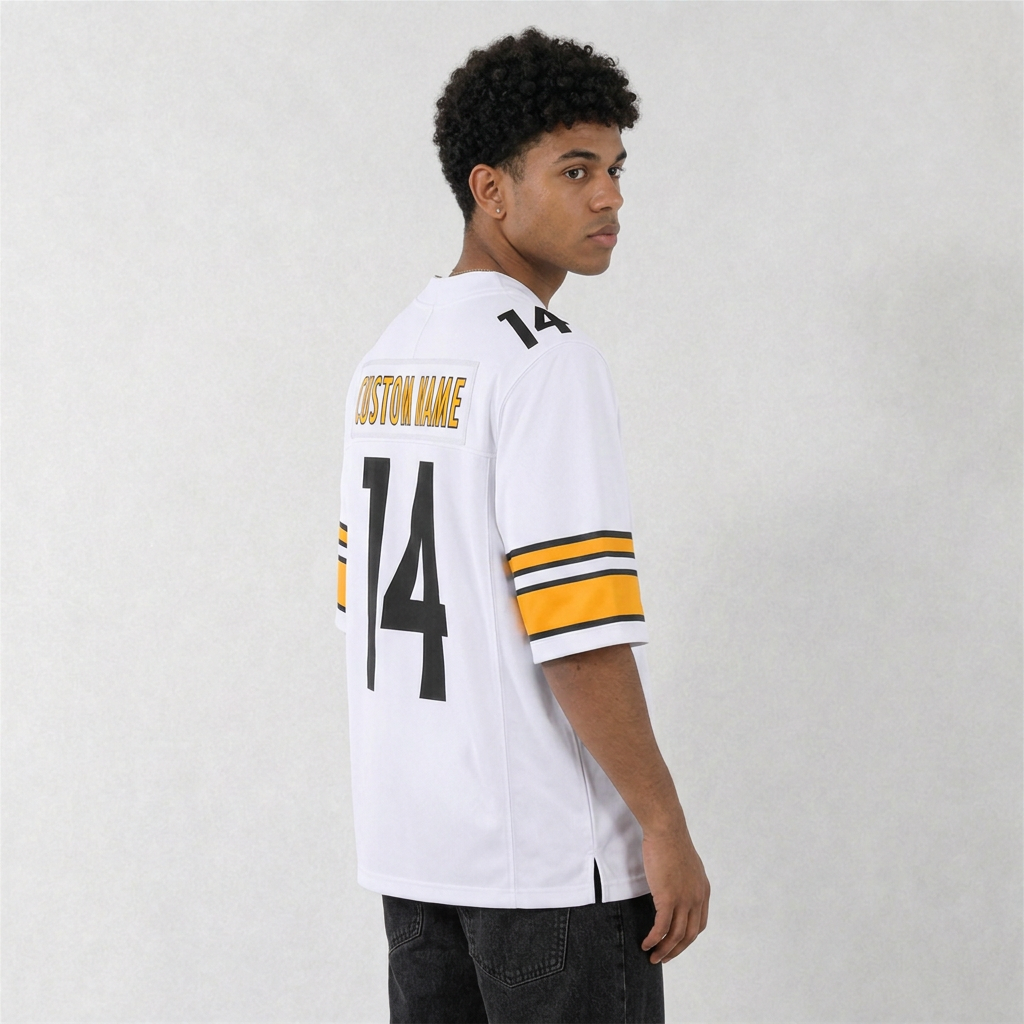 PIT White Football Jersey Number 14 Custom Name and Number