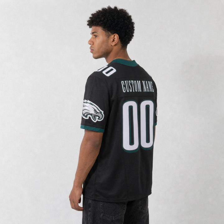 PHI Black Football Jersey Number 00 Custom Name and Number