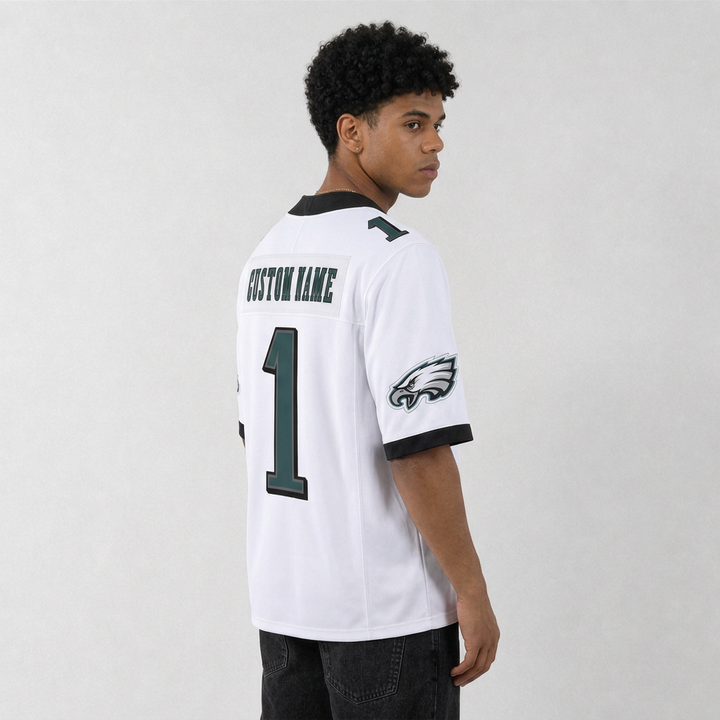 PHI White Football Jersey Number 1 Custom Name and Number