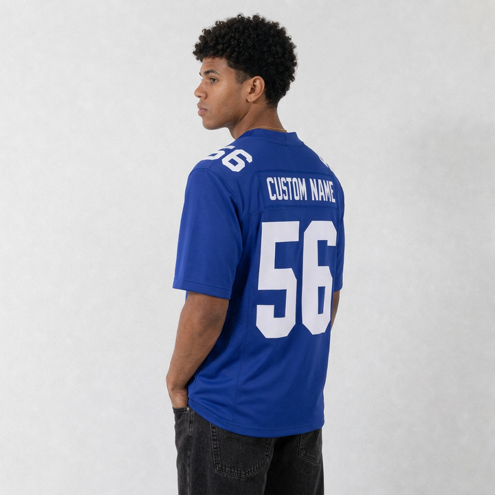 NYG Blue Football Jersey Number 56 Custom Name and Number