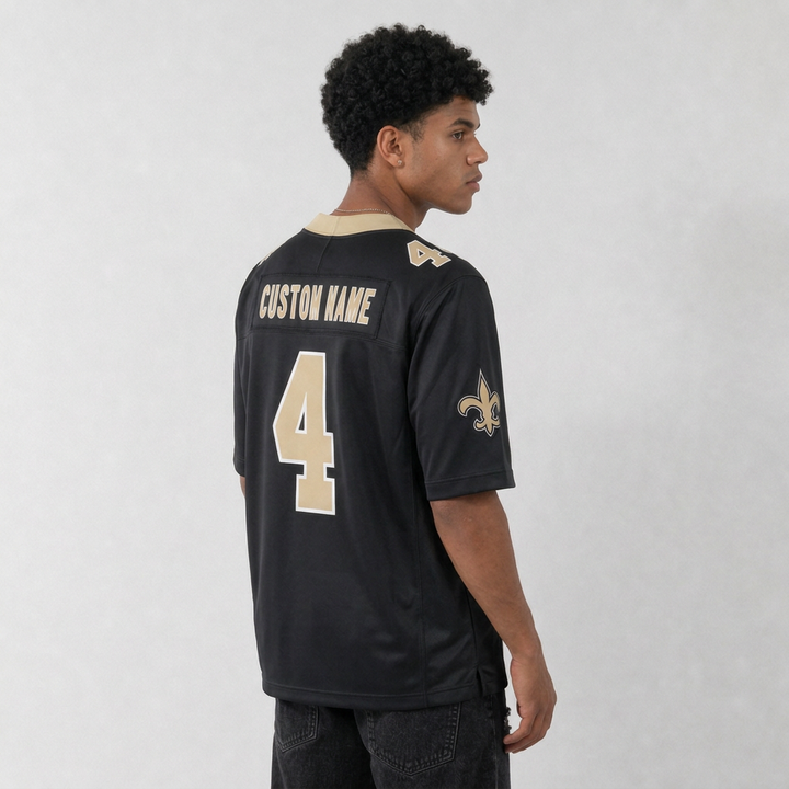 NO Black Football Jersey Number 4 Custom Name and Number