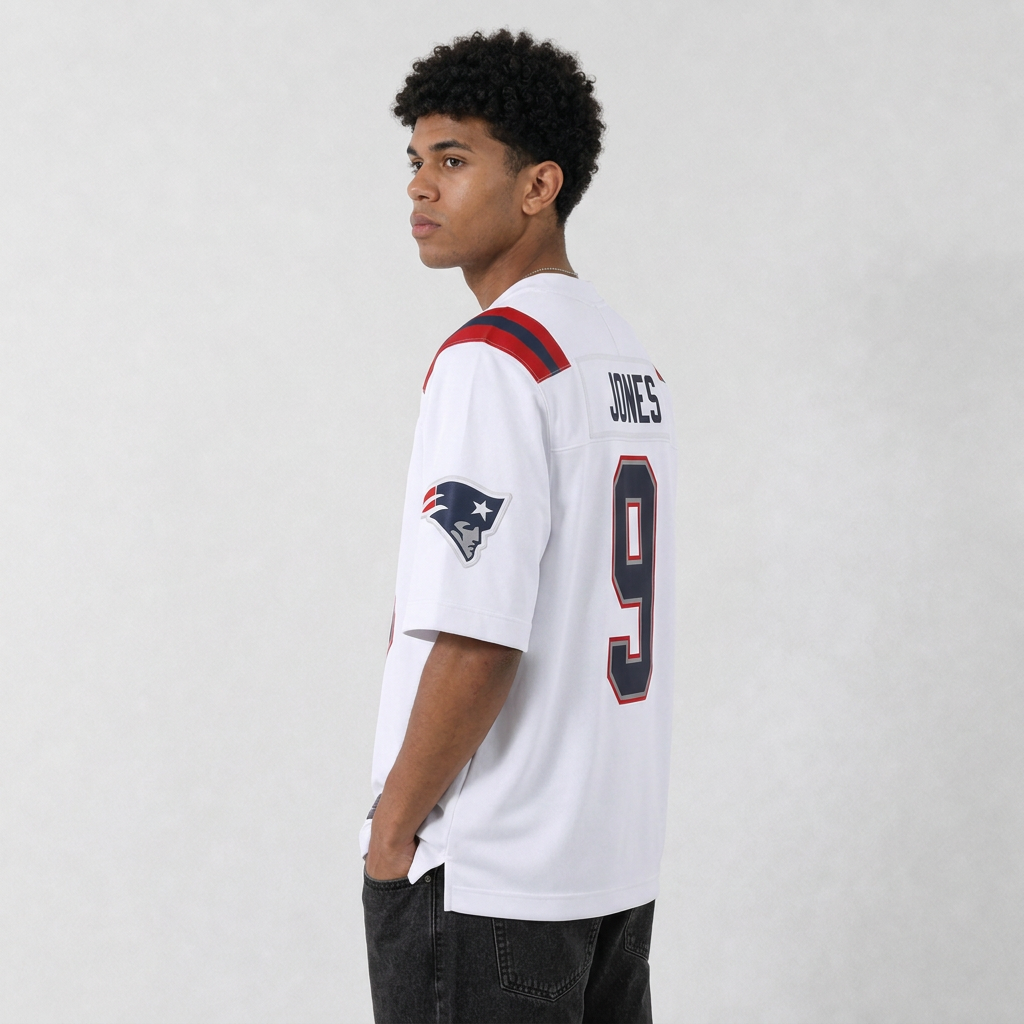 NE White Football Jersey Number 9 Custom Name and Number