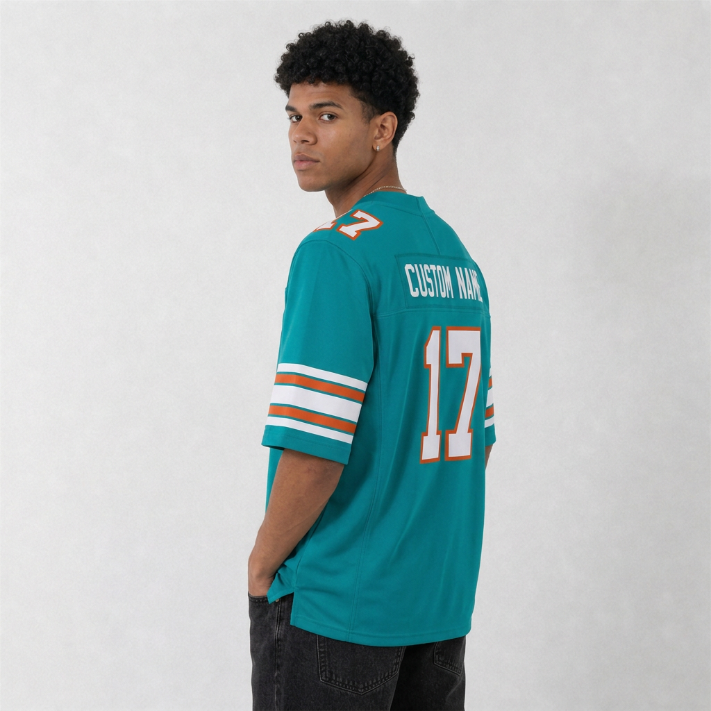 MIA Aqua Football Jersey Number 17 Custom Name and Number