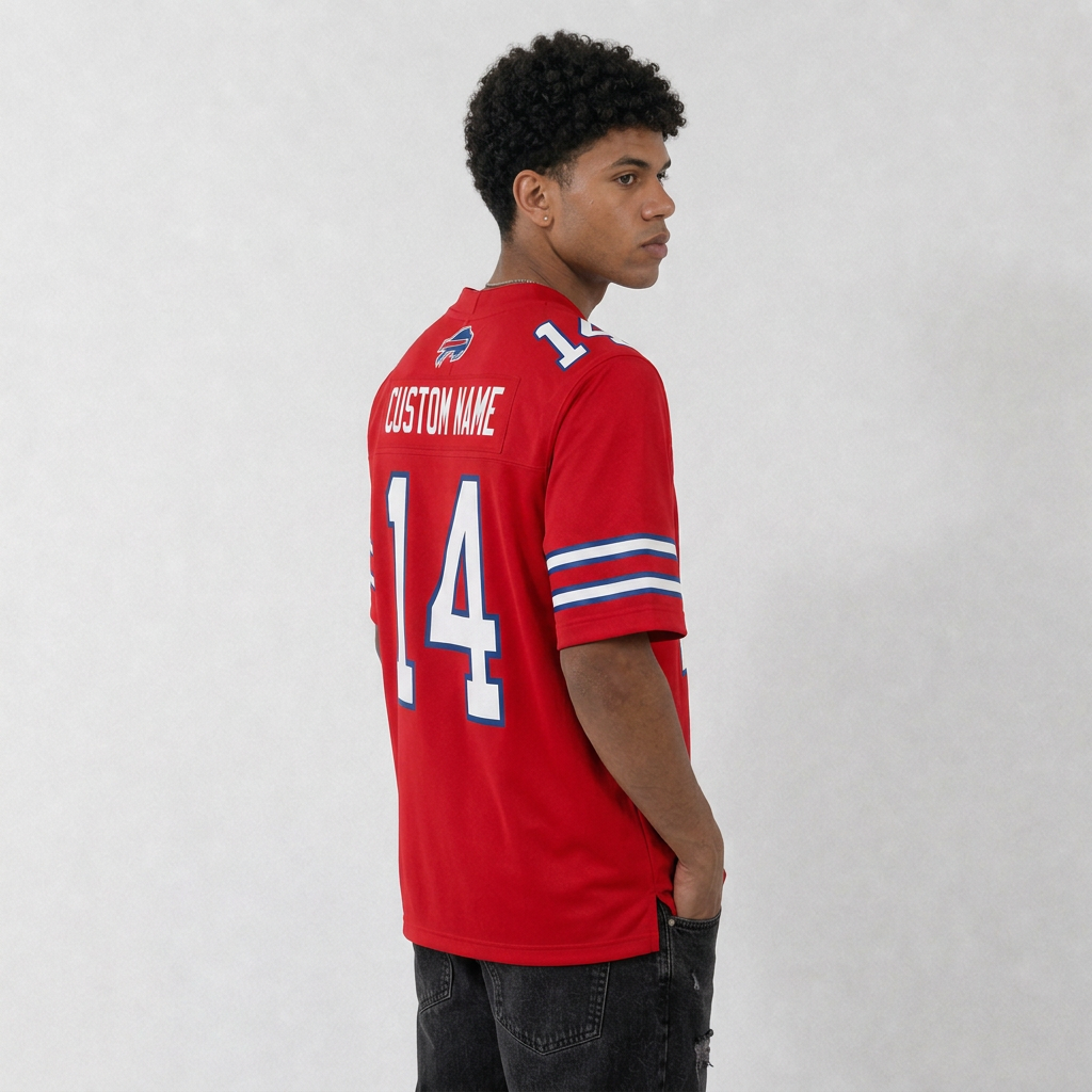 BUF Red Football Jersey Number 14 Custom Name and Number
