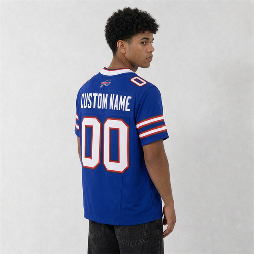 BUF Blue Football Jersey Number 00 Custom Name and Number