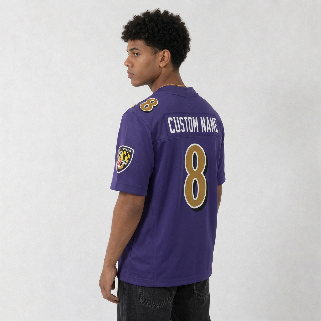 BAL Purple Football Jersey Number 8 Custom Name and Number