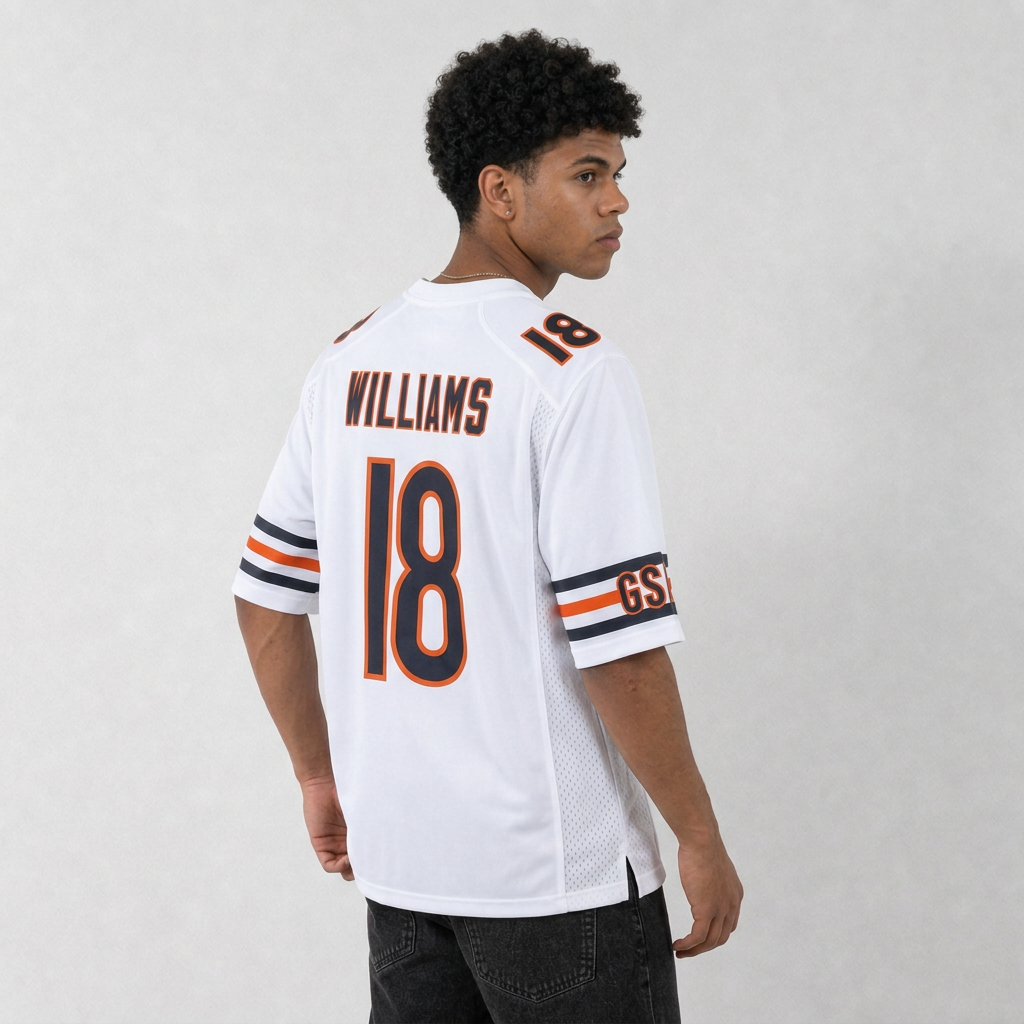 CHI White Football Jersey Williams Number 18 Custom Name and Number