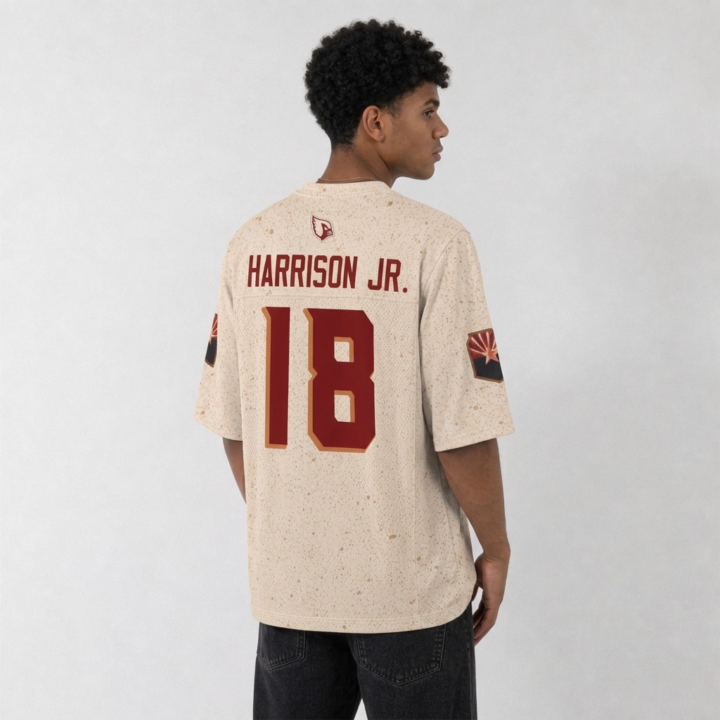 ARI Cream Football Jersey Harrison Jr Number 18