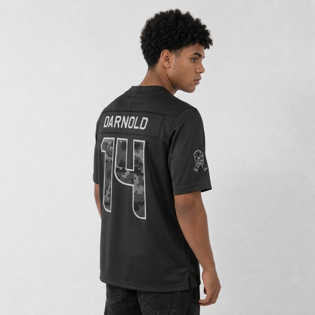 SEA Black Football Jersey Darnold Number 14 Salute Style Custom Name and Number