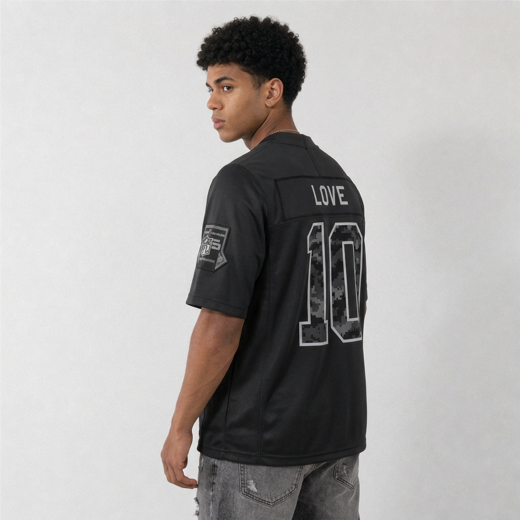 GB Black Football Jersey Love Number 10 Salute to Service