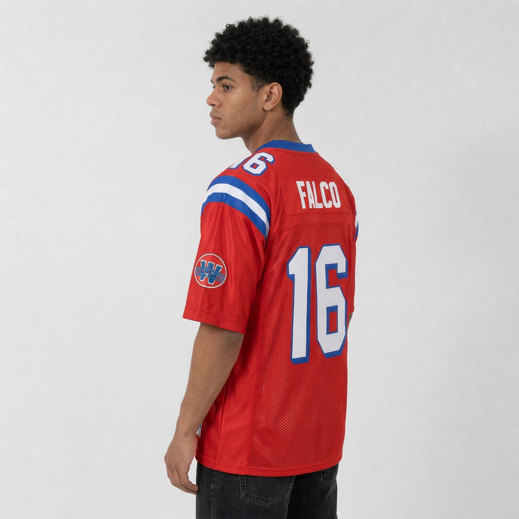 Custom Falco Red Football Jersey Number 16 Personalized Name and Number