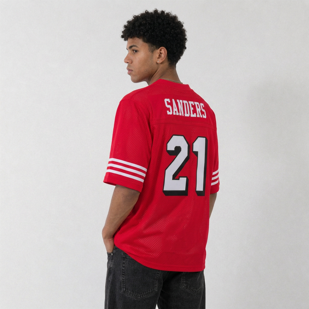 Custom Sanders Red Football Jersey Number 21 Personalized Name and Number