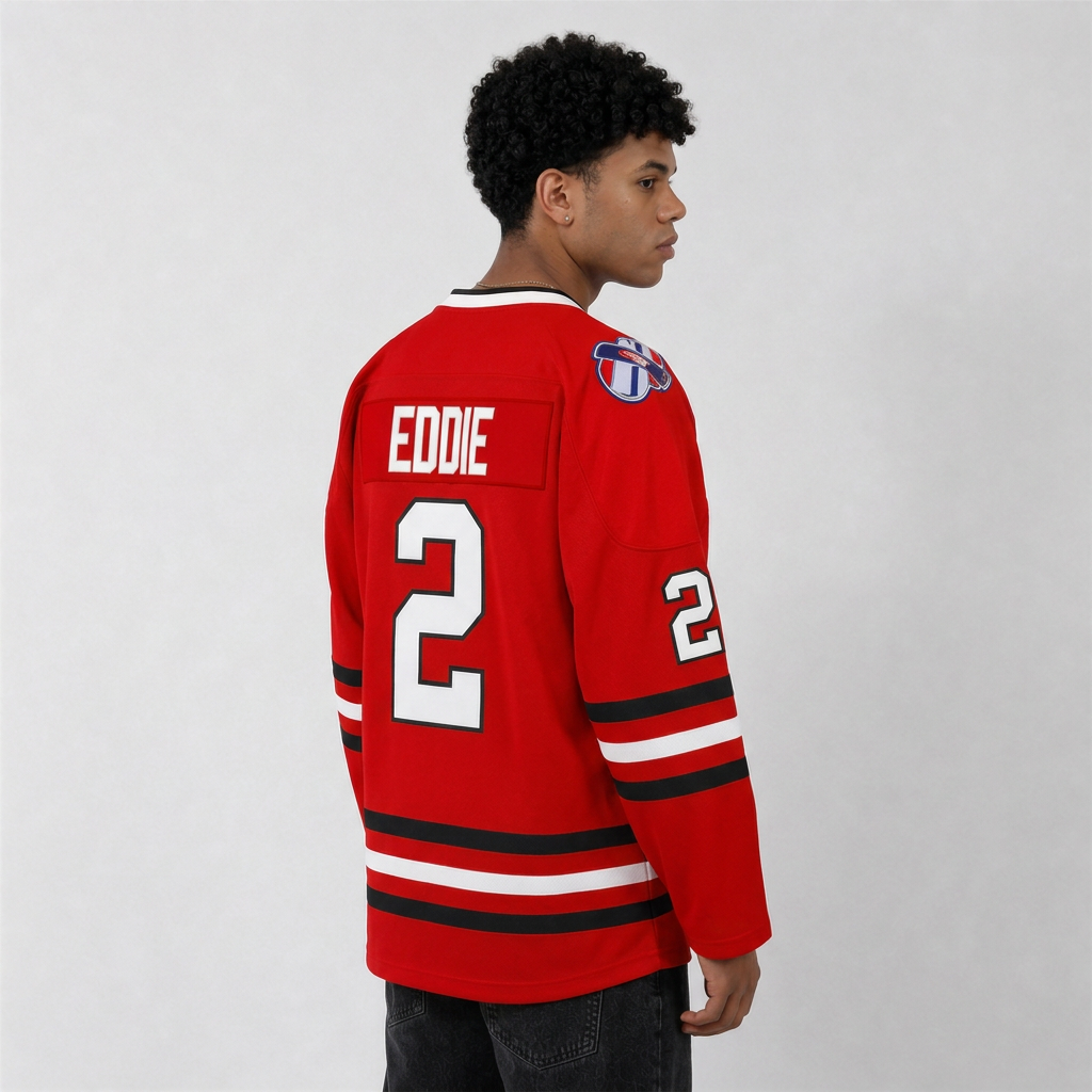 Cousin Eddie Chicago Red Hockey Jersey – Custom Name and Number