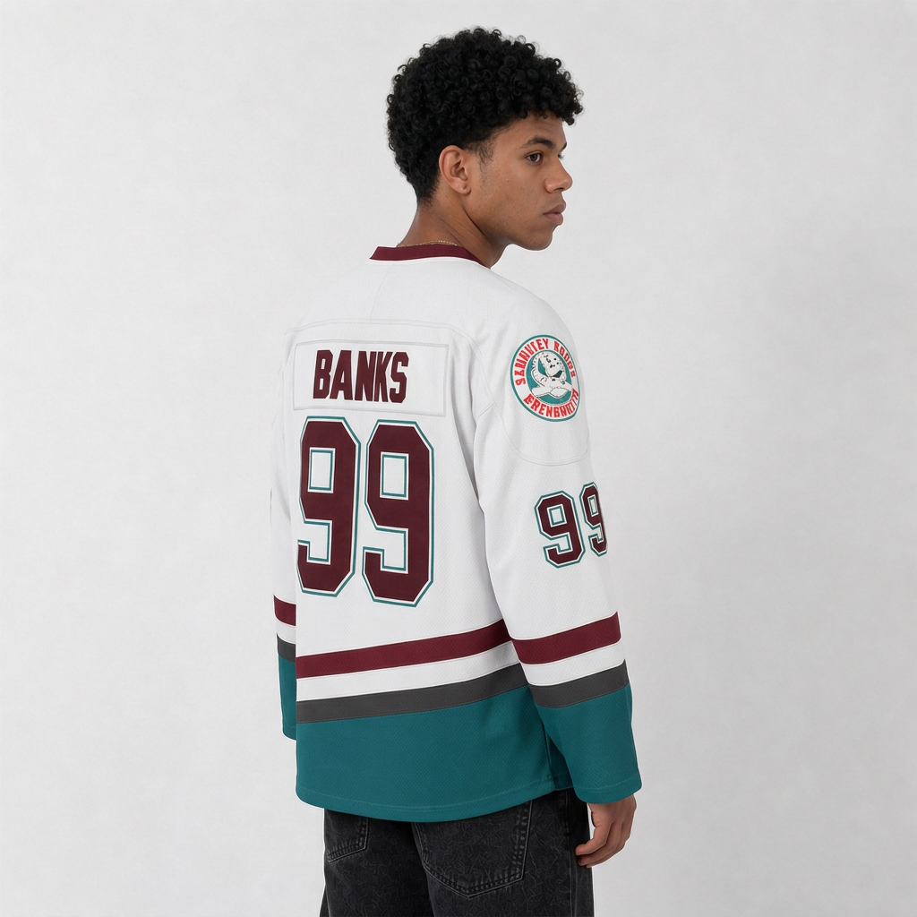 Banks 99 White Hockey Jersey – Custom Name and Number