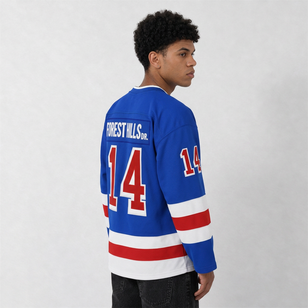 J. Cole Forest Hills Blue Hockey Jersey – Custom Name and Number