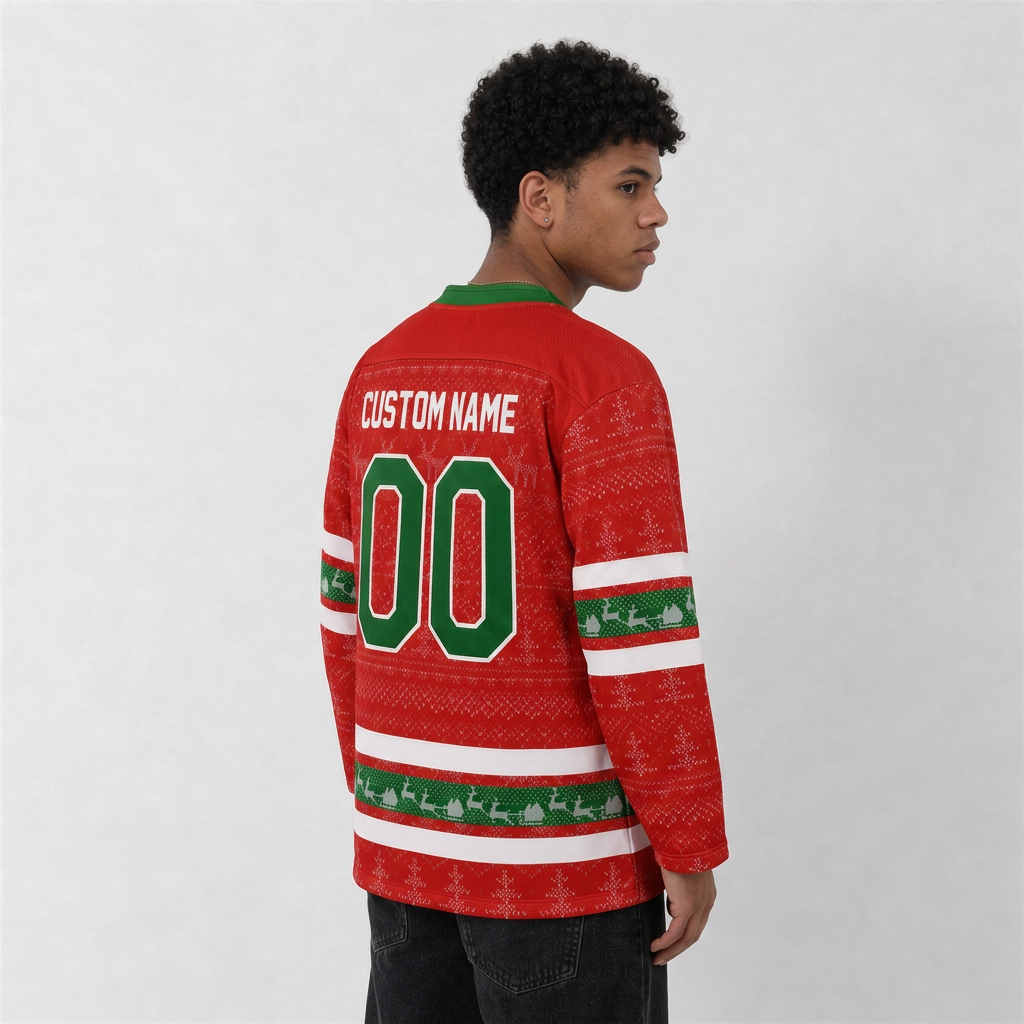 Family Christmas Red Hockey Jersey – Custom Name and Number