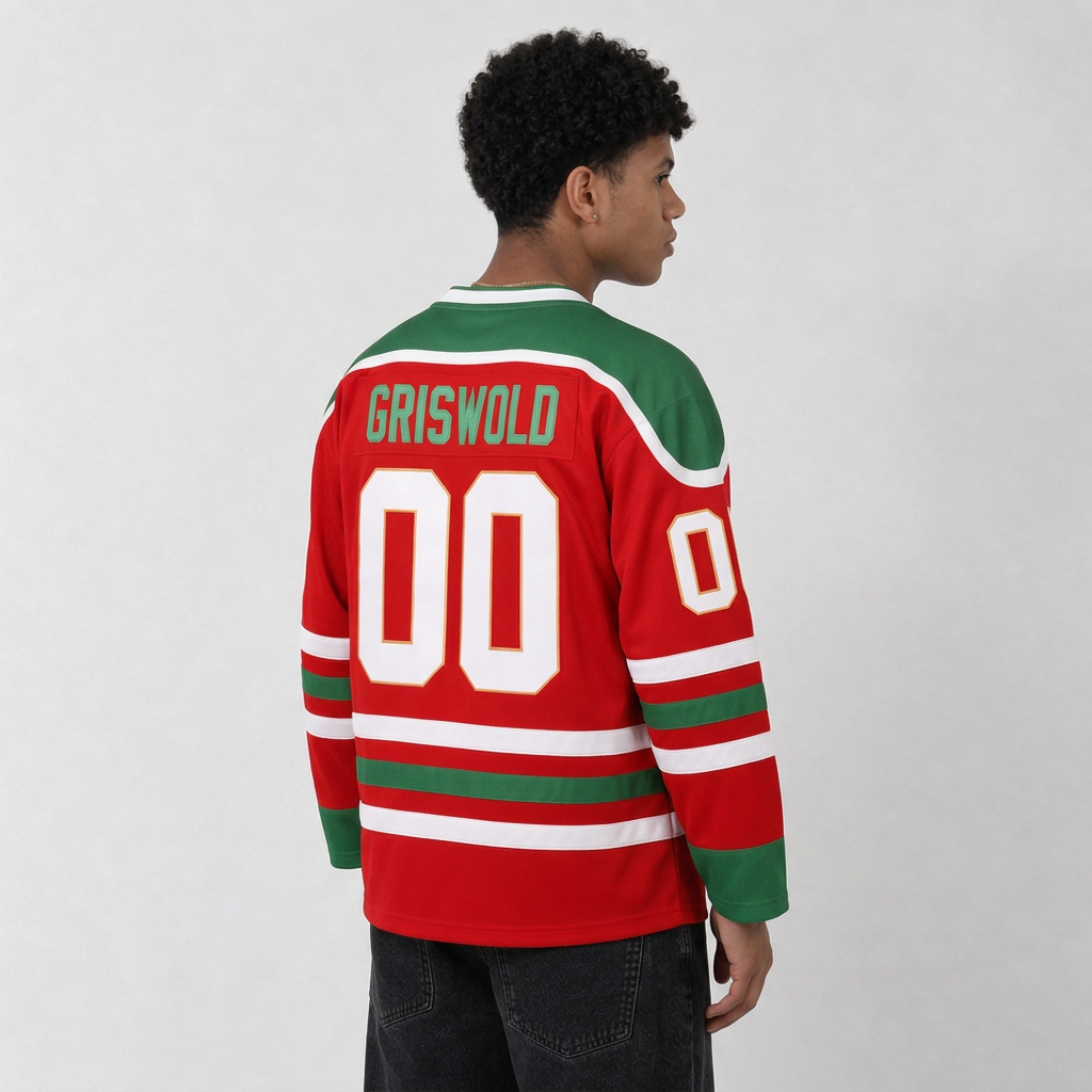 Griswold Christmas Moose Red Hockey Jersey – Custom Name and Number