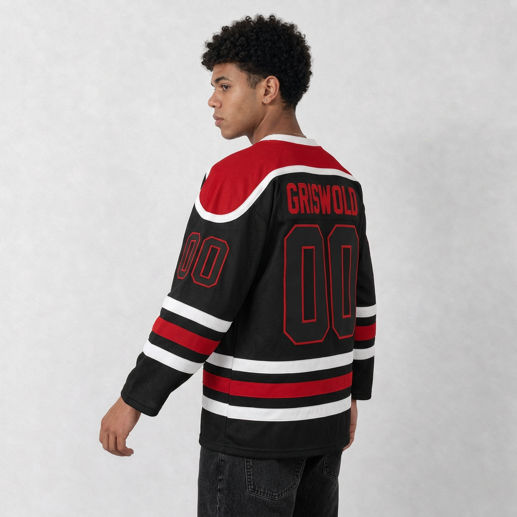 Griswold Christmas Moose Black Hockey Jersey – Custom Name and Number